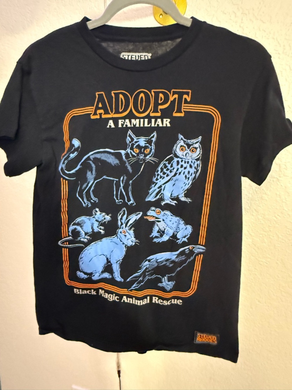 Steven Rhodes Black Graphic Tee with Orange Accents